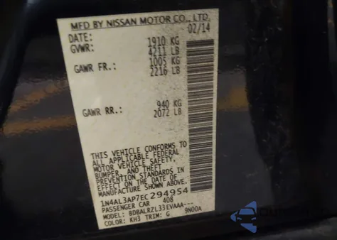 2014 Nissan Altima 2.5/2.5 S/2.5 Sl/2.5 Sv из США, поврежденный, VIN 1N4AL3AP7EC294954